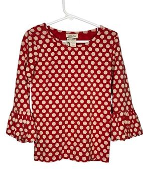 Matilda Jane Girls Red Cream Polka Dot Shirt Size 6 Casual